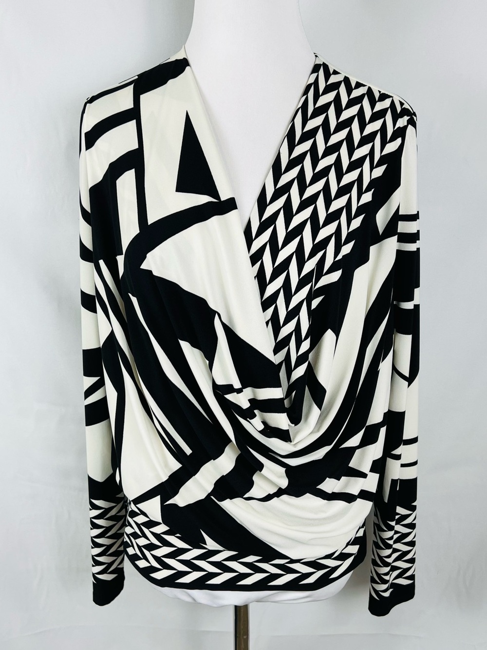 Joseph Ribkoff Black and White Geometric shirt
